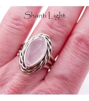 Bague argent bijoux moderne pierre naturelle quartz rose Shantilight