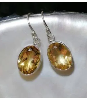 Boucles d'oreilles chic en argent et pierres naturelles de citrine