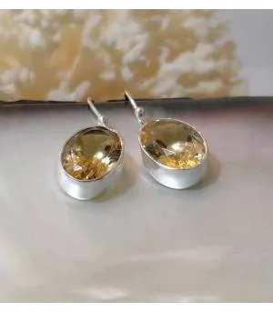 Boucles d'oreilles chic en argent et pierres naturelles de citrine