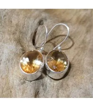 Boucles d'oreilles chic en argent et pierres naturelles de citrine