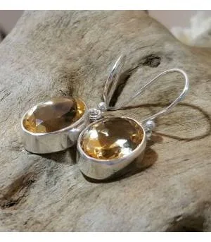 Boucles d'oreilles chic en argent et pierres naturelles de citrine