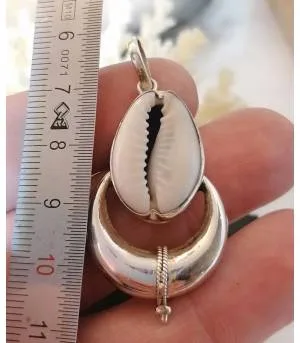 pendentif argent bijou ethnique tribal coquillage cabri Shantilight