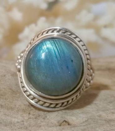 Bague argent homme femme pierre naturelle de labradorite