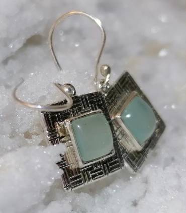 Boucles d'oreilles en argent bijoux moderne pierre calcédoine Shantilight