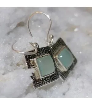 Boucles d'oreilles en argent bijoux moderne pierre calcédoine Shantilight