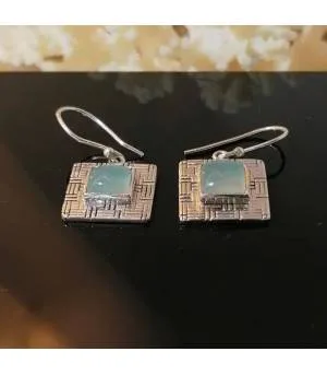 Boucles d'oreilles en argent bijoux moderne pierre calcédoine Shantilight