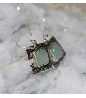 Boucles d'oreilles en argent bijoux moderne pierre calcédoine Shantilight