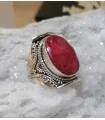 Bague ethnique bijou argent pierre naturelle racine de rubis