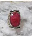 Bague ethnique bijou argent pierre naturelle racine de rubis