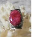 Bague ethnique bijou argent pierre naturelle racine de rubis