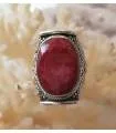 Bague ethnique bijou argent pierre naturelle racine de rubis