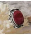 Bague ethnique bijou argent pierre naturelle racine de rubis