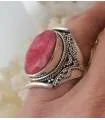 Bague ethnique bijou argent pierre naturelle racine de rubis