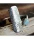 Bague argent ajustable plaque texturée pierre naturelle Larimar