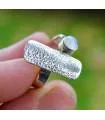Bague argent ajustable plaque texturée pierre de lune naturelle