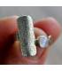 Bague argent ajustable plaque texturée pierre de lune naturelle