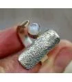 Bague argent ajustable plaque texturée pierre de lune naturelle