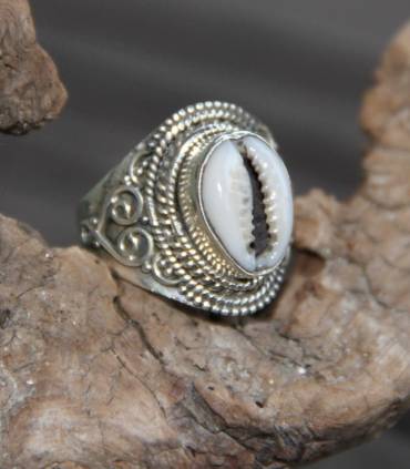 Bague ethnique bijoux argent coquillage cabri Shantilight