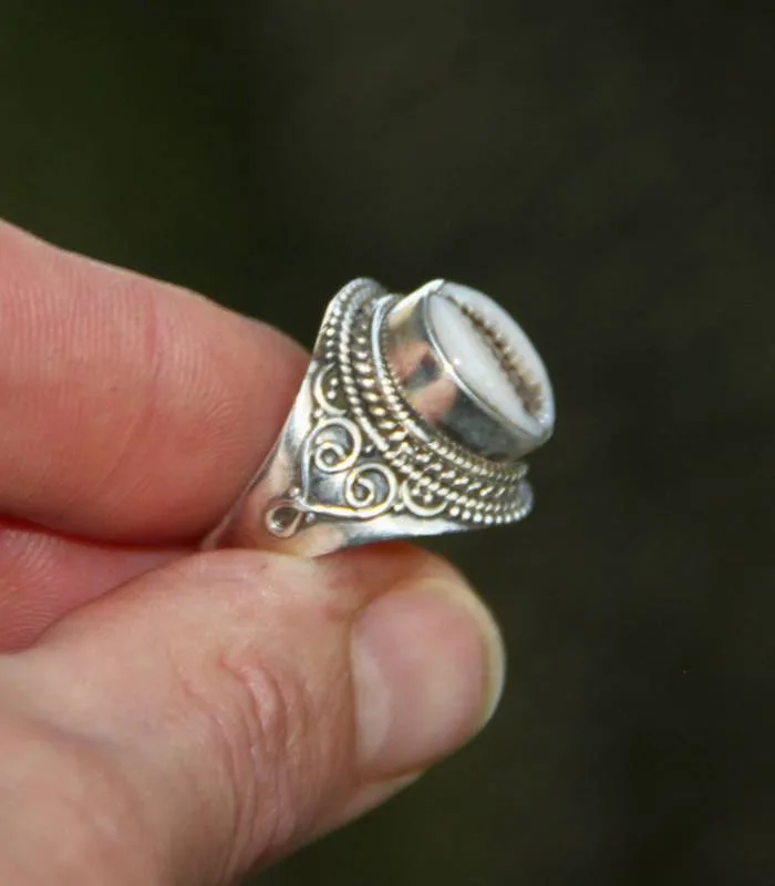 Bague ethnique bijoux argent coquillage cabri Shantilight