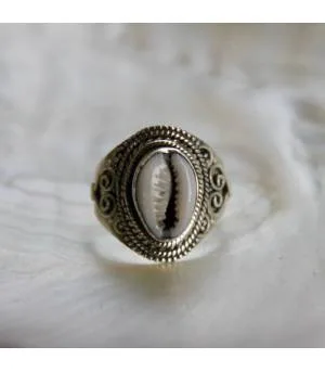 Bague ethnique argent coquillage cauri Shantilight