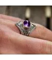Bague ethnique bijoux argent oxydé tribal Améthyste Shantilight