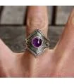 Bague ethnique bijoux argent oxydé tribal Améthyste Shantilight