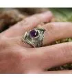 Bague ethnique bijoux argent oxydé tribal Améthyste Shantilight