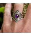 Bague ethnique bijoux argent oxydé tribal Améthyste Shantilight