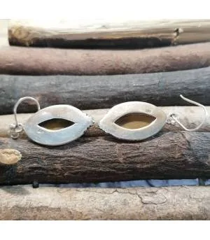 Boucles d'oreilles argent bijoux ethnique pierres naturelles oeil de tigre