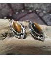 Boucles d'oreilles argent bijoux ethnique pierres naturelles oeil de tigre