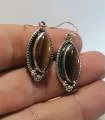 Boucles d'oreilles argent bijoux ethnique pierres naturelles oeil de tigre