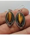 Boucles d'oreilles argent bijoux ethnique pierres naturelles oeil de tigre