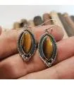 Boucles d'oreilles argent bijoux ethnique pierres naturelles oeil de tigre