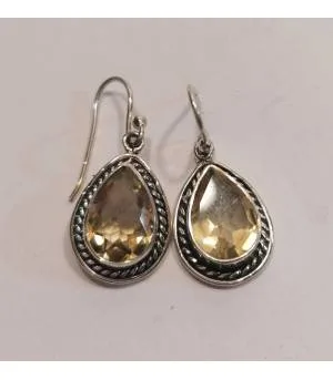 Boucles d'oreilles indiennes bijoux pierres naturelles citrine