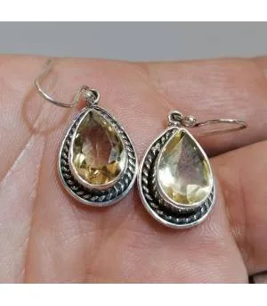 Boucles d'oreilles indiennes bijoux pierres naturelles citrine