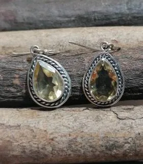 Boucles d'oreilles indiennes bijoux pierres naturelles citrine