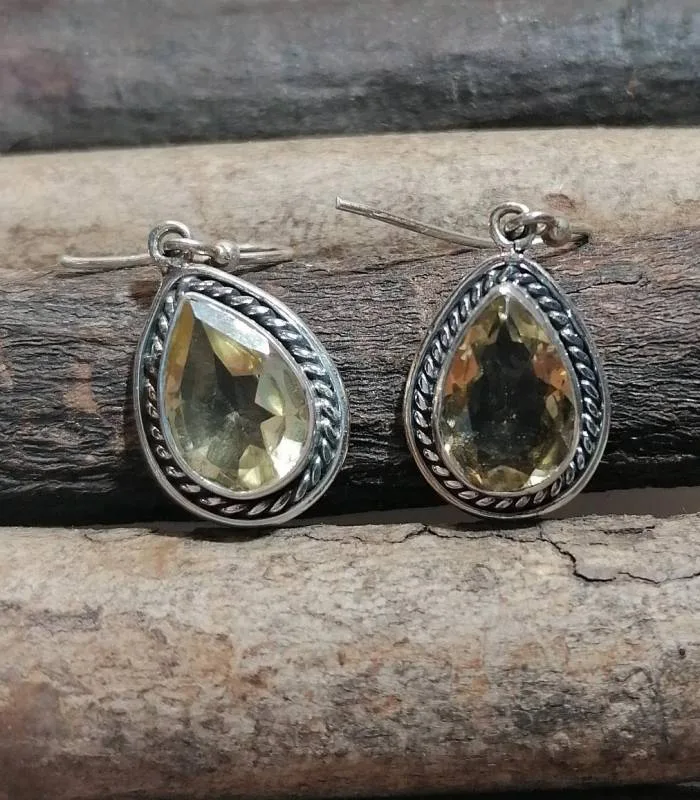 Boucles d'oreilles indiennes bijoux pierres naturelles citrine