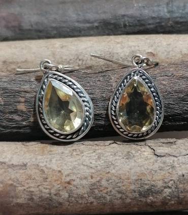 Boucles d'oreilles indiennes bijoux pierres naturelles citrine
