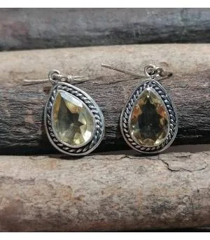 Boucles d'oreilles indiennes bijoux pierres naturelles citrine