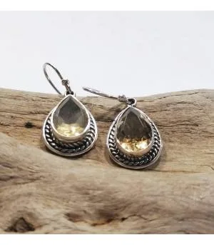 Boucles d'oreilles indiennes bijoux pierres naturelles citrine