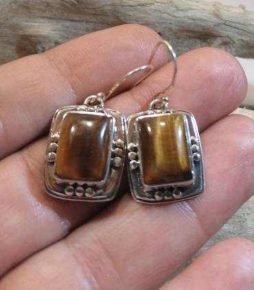 Boucles d'oreilles ethniques pierres d'oeil de tigre Shantilight