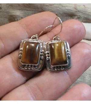 Boucles d'oreilles ethniques pierres d'oeil de tigre Shantilight