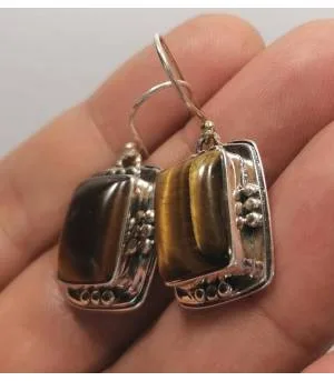 Boucles d'oreilles ethniques pierres d'oeil de tigre Shantilight