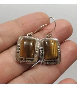 Boucles d'oreilles ethniques pierres d'oeil de tigre Shantilight