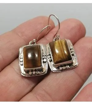 Boucles d'oreilles ethniques pierres d'oeil de tigre Shantilight