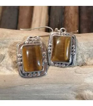 Boucles d'oreilles ethniques pierres d'oeil de tigre Shantilight