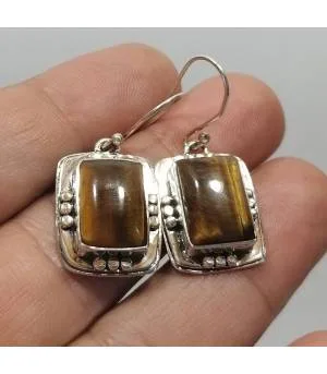 Boucles d'oreilles ethniques pierres d'oeil de tigre Shantilight