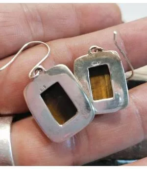 Boucles d'oreilles ethniques pierres d'oeil de tigre Shantilight