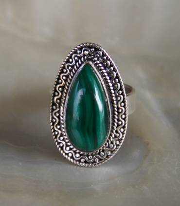 Bague argent pierre naturelle de malachite