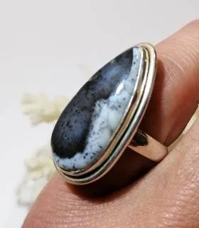 Bague en argent bijou ethnique chic agate dendritique Shantilight